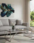 48" Chrome Glass And Metal Rectangular Coffee Table