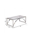 48" Chrome Glass And Metal Rectangular Coffee Table
