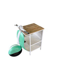 26" Green And White Novelty Scooter Open Cabinet with Two Shelves