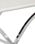 42" Silver Mirrored Glass and Metal Cross Leg Console Table
