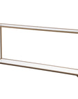56" Clear and Gold Glass Mirrored Frame Console Table With Shelves