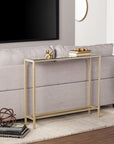 36" Silver and Gold Mirrored Glass Console Table