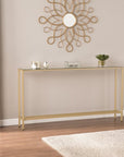 56" Silver and Gold Mirrored Glass Console Table
