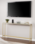 56" Silver and Gold Mirrored Glass Console Table