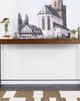 54" Dark Brown and Gunmetal Wood and Metal Sled Console Table