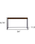 54" Dark Brown and Gunmetal Wood and Metal Sled Console Table