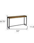 54" Gray Brown and Black Distressed Sled Console Table