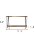 50" Smoky Black and Champagne Mirrored Glass Console Table With Shelf