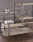 50" Smoky Black and Champagne Mirrored Glass Console Table With Shelf