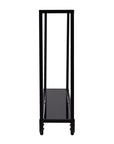 56" Clear and Black Glass Frame Console Table With Shelves