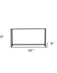 56" Clear and Black Glass Frame Console Table With Shelves