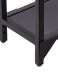 56" Clear and Black Glass Frame Console Table With Shelves