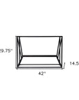 42" Black Glass and Metal A Frame Console Table With Shelf