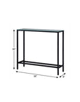 36" Black Mirrored Glass Console Table