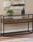 48" Clear and Black Glass Frame Console Table With Storage With Storage
