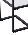 52" Clear and Black Glass Mirrored Sled Console Table With Shelves