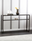 50" Black Glass Frame Console Table With Shelves