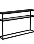 50" Black Glass Frame Console Table With Shelves