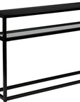 50" Black Glass Frame Console Table With Shelves