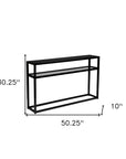 50" Black Glass Frame Console Table With Shelves