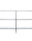 49" Clear and Silver Glass Distressed Frame Console Table With Shelves