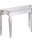 45" Silver Mirrored Glass and Wood Free Form Console Table
