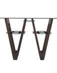 46" Clear Gray and Brown Glass and Solid Wood Abstract Console Table