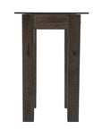 46" Clear Gray and Brown Glass and Solid Wood Abstract Console Table