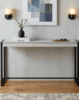 54" White and Black Distressed Sled Console Table