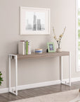 54" Gray Brown and White Sled Console Table