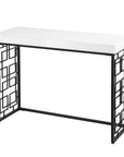 42" White and Black Glass and Metal Sled Console Table