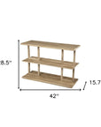 42" Natural Wood Floor Shelf Console Table With Two Shelves