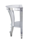 46" Silver Mirrored Glass Half Circle Console Table With Storage
