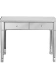40" Silver Mirrored Glass and Wood Console Table With Two Drawers