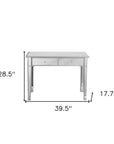 40" Silver Mirrored Glass and Wood Console Table With Two Drawers