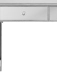 40" Silver Mirrored Glass and Wood Console Table With Two Drawers