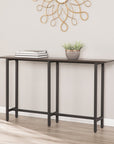 54" Espresso and Black Wood and Iron Console Table