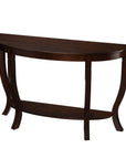 48" Brown Half Circle Console Table With Storage