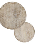 Set Of Two 21" White Solid Wood And Iron Round Nested Tables