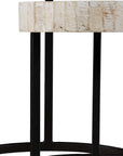 Set Of Two 21" White Solid Wood And Iron Round Nested Tables