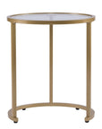 Set Of Two 23" Gold Glass And Steel Round Nested Tables