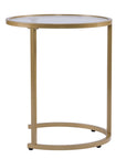 Set Of Two 23" Gold Glass And Steel Round Nested Tables