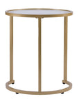 Set Of Two 23" Gold Glass And Steel Round Nested Tables