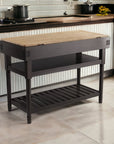 Brown and Natural 48" Kitchen Island With Storage