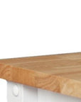 42" Natural and White Butcher Block and Iron Rolling Kitchen Cart With Storage
