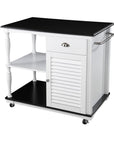 Black and White and Black 39" Rolling Kitchen Island With Storage