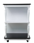 Black and White and Black 39" Rolling Kitchen Island With Storage