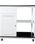 Black and White and Black 39" Rolling Kitchen Island With Storage