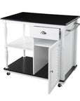 Black and White and Black 39" Rolling Kitchen Island With Storage