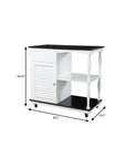 Black and White and Black 39" Rolling Kitchen Island With Storage